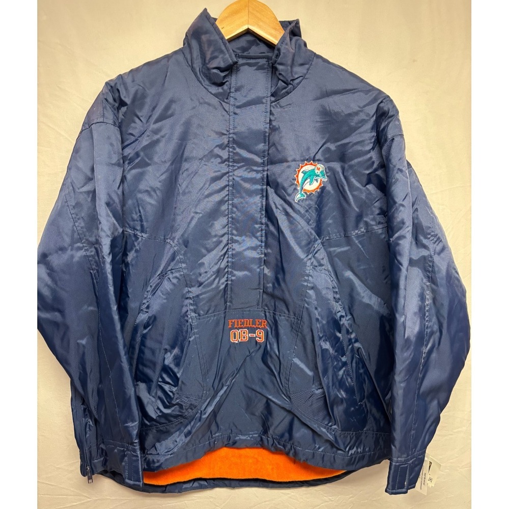 Miami Dolphins Jacket Vintage Pro Player Majestic Cliff Hanger Youth Blue Large